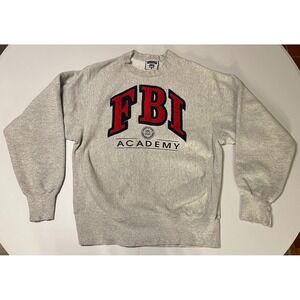 VTG USA Made FBI Academy Lee Reverse Weave Sweatshirt Crewneck Spellout L